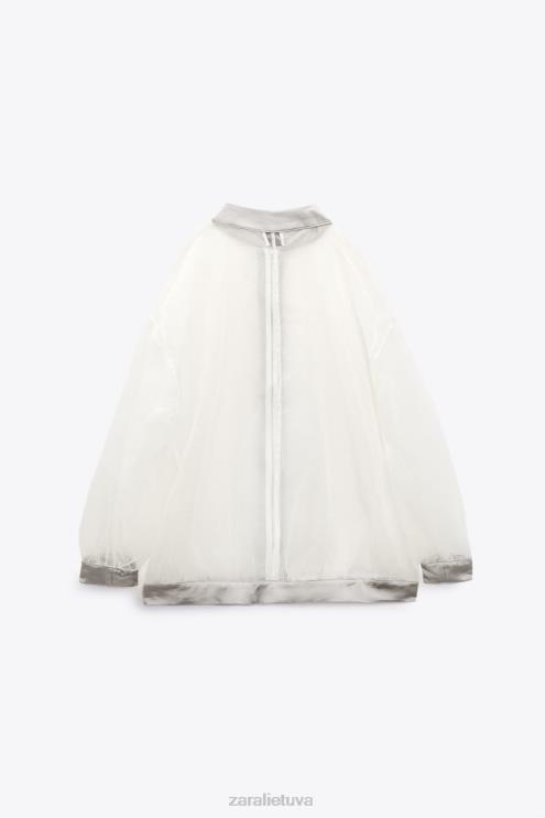 moterys Zara satino efekto organzos bombonešis vidurio ekru apranga 4N488125