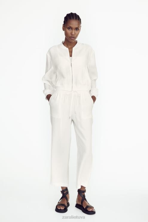 moterys Zara sklandi bomber striukė austrių baltumo apranga 4N488130