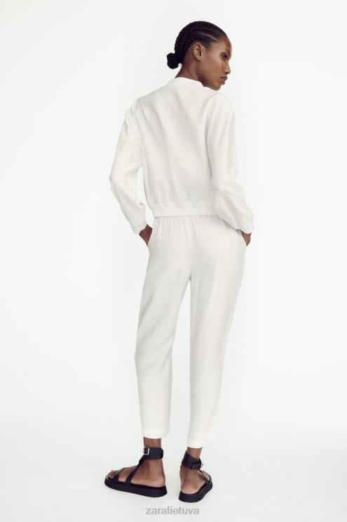 moterys Zara sklandi bomber striukė austrių baltumo apranga 4N488130