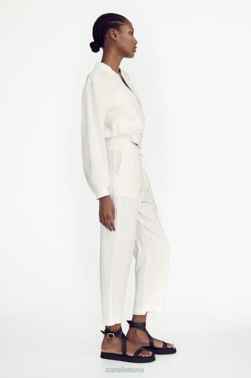 moterys Zara sklandi bomber striukė austrių baltumo apranga 4N488130