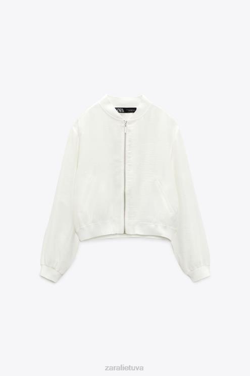 moterys Zara sklandi bomber striukė austrių baltumo apranga 4N488130