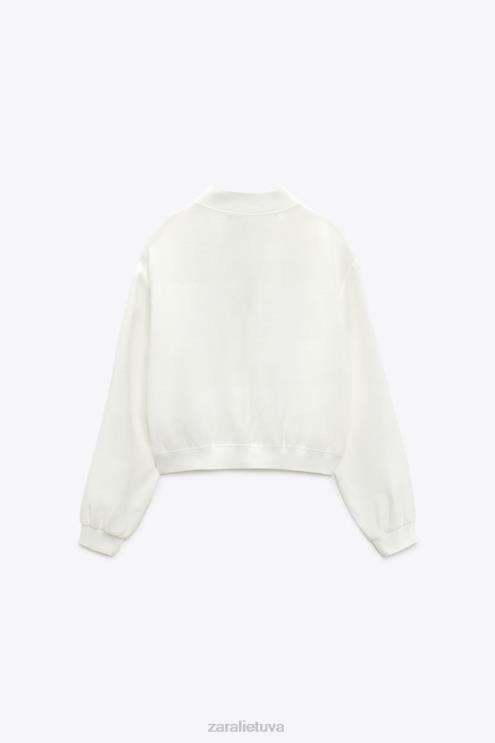 moterys Zara sklandi bomber striukė austrių baltumo apranga 4N488130