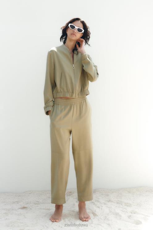 moterys Zara sklandi bomber striukė chaki apranga 4N488106