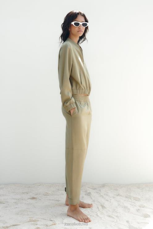 moterys Zara sklandi bomber striukė chaki apranga 4N488106
