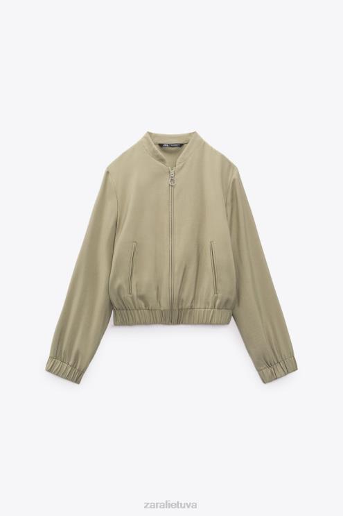 moterys Zara sklandi bomber striukė chaki apranga 4N488106