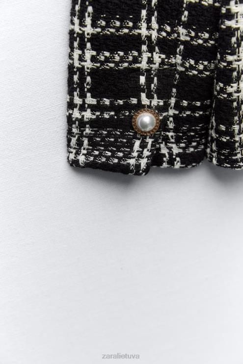 moterys Zara tekstūruoti languoti marškinėliai juoda/ekru apranga 4N4888