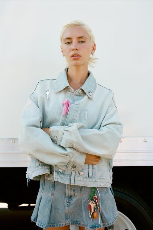 moterys Zara trf džinsinė striukė kelnių stiliaus juosmeniu šviesiai mėlynas apranga 4N488114