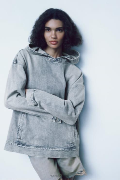 moterys Zara trf džinsinis megztinis mėlyna apranga 4N48845