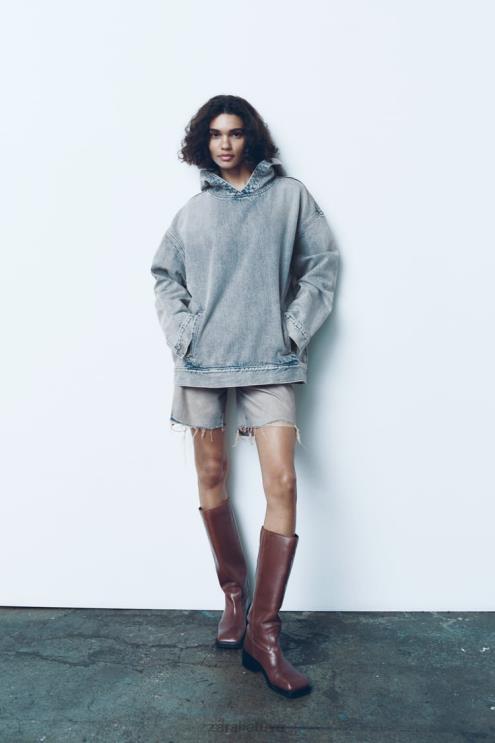 moterys Zara trf džinsinis megztinis mėlyna apranga 4N48845