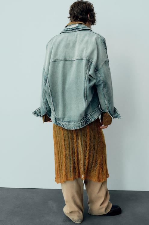 moterys Zara trf oversized džinsinis švarkas šviesiai mėlynas apranga 4N48891