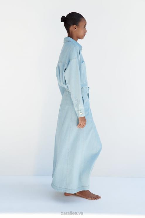 moterys Zara z1975 džinsinis švarkas vidurio mėlyna apranga 4N488129