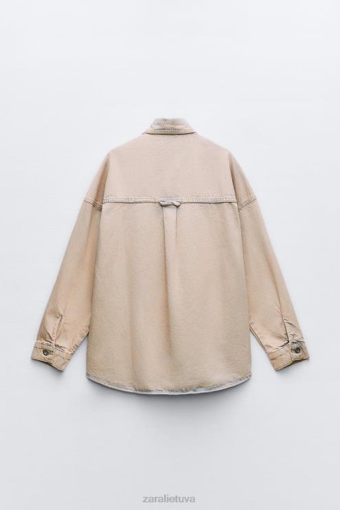 moterys Zara z1975 perdažytas džinsinis švarkas rožinis apranga 4N48810