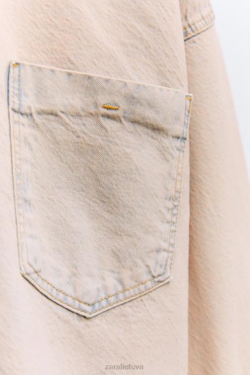 moterys Zara z1975 perdažytas džinsinis švarkas rožinis apranga 4N48810