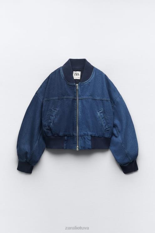 moterys Zara zw kontrastinis džinsinis bomberis mėlyna apranga 4N48835