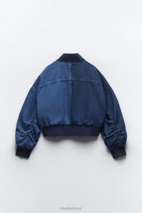 moterys Zara zw kontrastinis džinsinis bomberis mėlyna apranga 4N48835