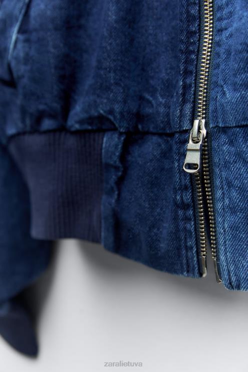 moterys Zara zw kontrastinis džinsinis bomberis mėlyna apranga 4N48835