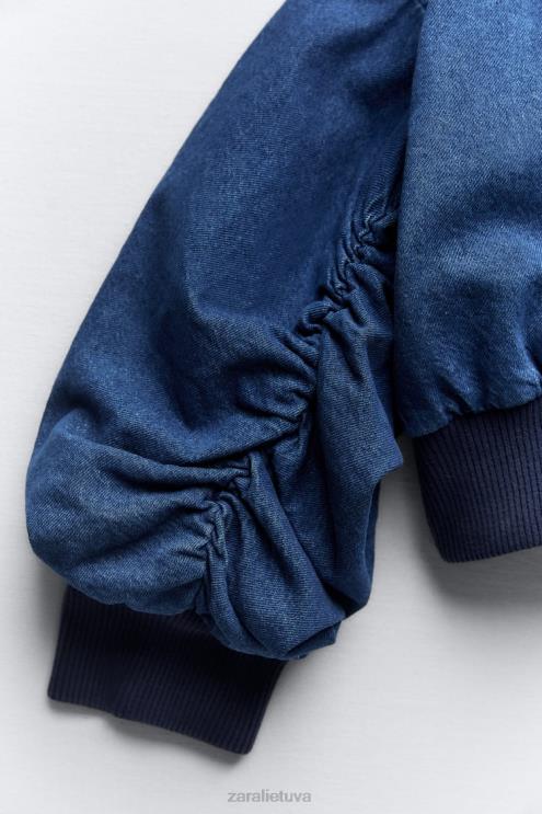 moterys Zara zw kontrastinis džinsinis bomberis mėlyna apranga 4N48835