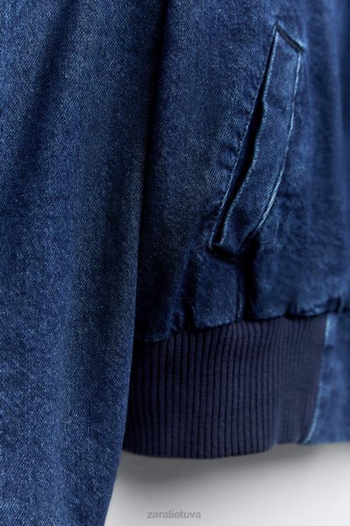 moterys Zara zw kontrastinis džinsinis bomberis mėlyna apranga 4N48835