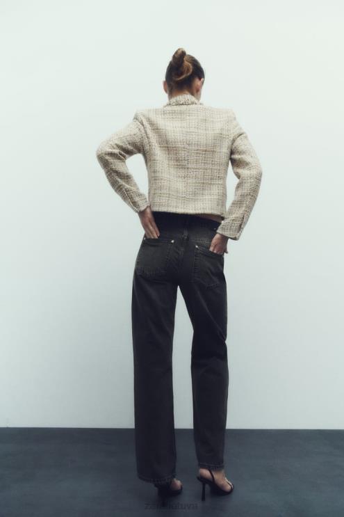 moterys Zara Dvigubos krūtinės tekstūros pynimo striukė įvairiaspalvis apranga 4N488162