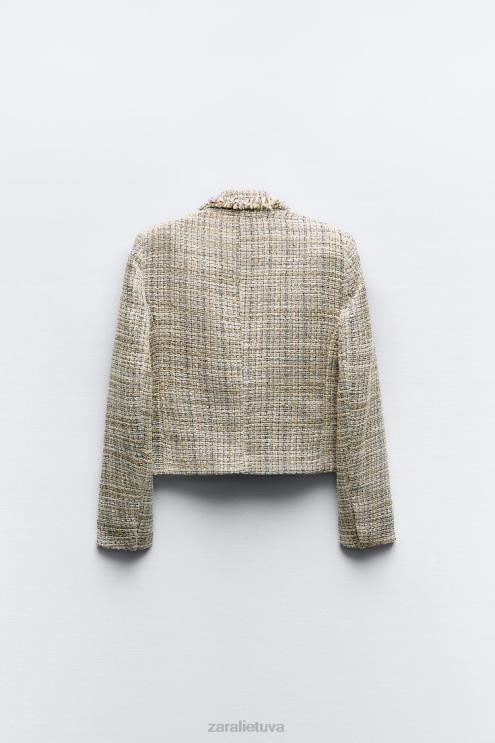 moterys Zara Dvigubos krūtinės tekstūros pynimo striukė įvairiaspalvis apranga 4N488162