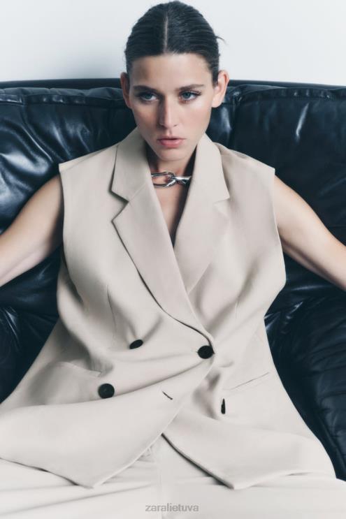 moterys Zara apvyniojama liemenė smėlis apranga 4N488187