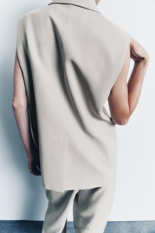 moterys Zara apvyniojama liemenė smėlis apranga 4N488187