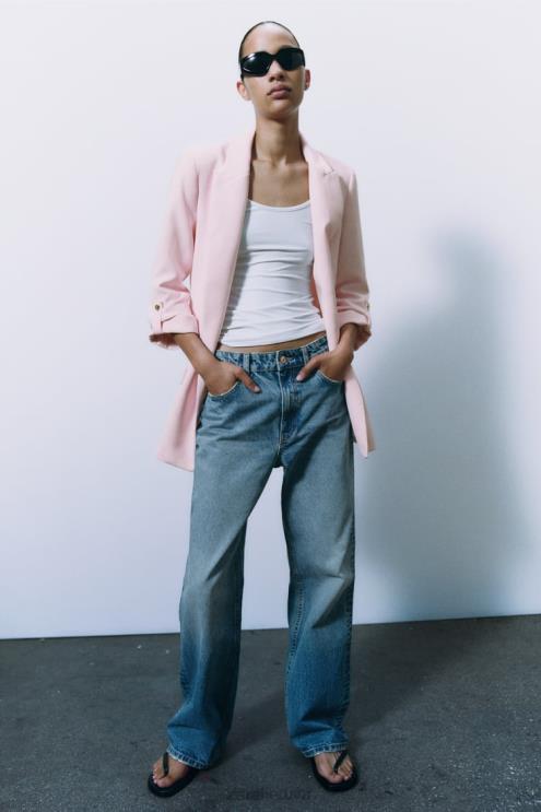 moterys Zara bliuzonas su užraitotomis rankovėmis rožinis apranga 4N488170