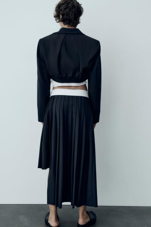 moterys Zara dryžuotas crop bomber švarkas mėlyna apranga 4N488143