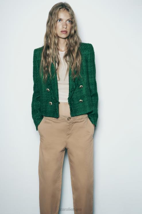 moterys Zara nutrintas dvipusis švarkas žalias apranga 4N488141