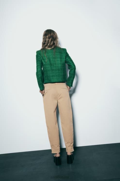 moterys Zara nutrintas dvipusis švarkas žalias apranga 4N488141