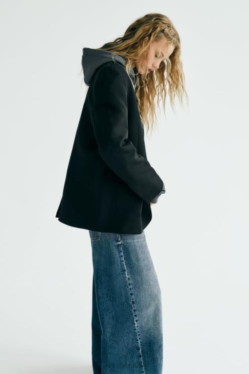 moterys Zara pagrindinis švarkas juodas apranga 4N488148