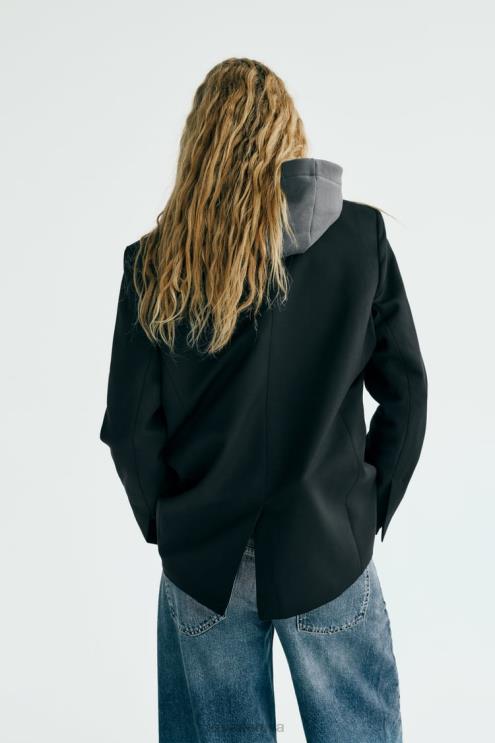 moterys Zara pagrindinis švarkas juodas apranga 4N488148