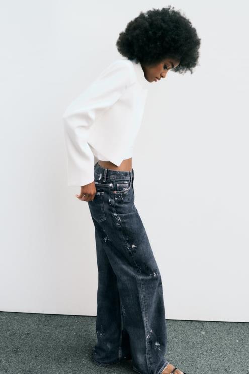 moterys Zara pasėlių švarkas austrių baltumo apranga 4N488163