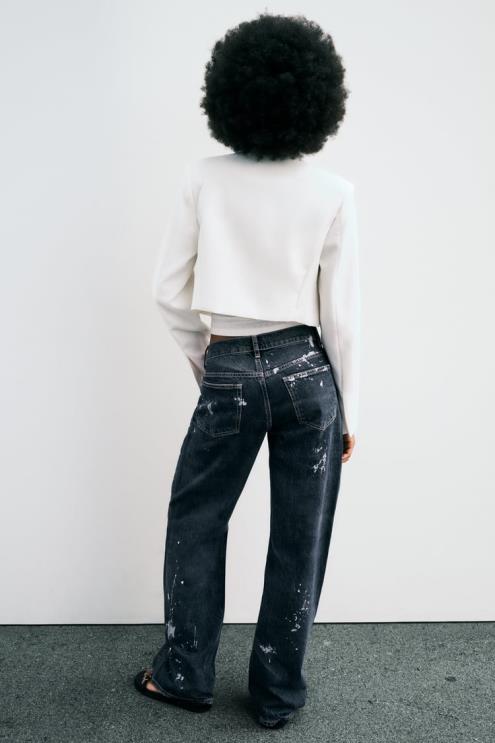 moterys Zara pasėlių švarkas austrių baltumo apranga 4N488163