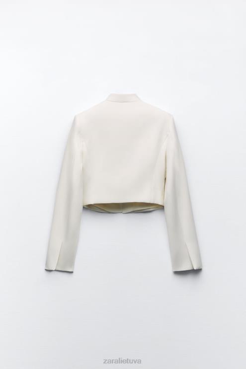 moterys Zara pasėlių švarkas austrių baltumo apranga 4N488163