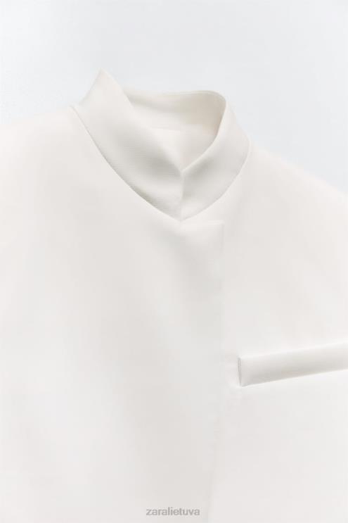 moterys Zara pasėlių švarkas austrių baltumo apranga 4N488163