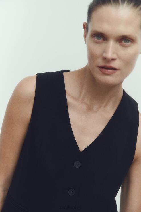 moterys Zara pasiūta liemenė juodas apranga 4N488145