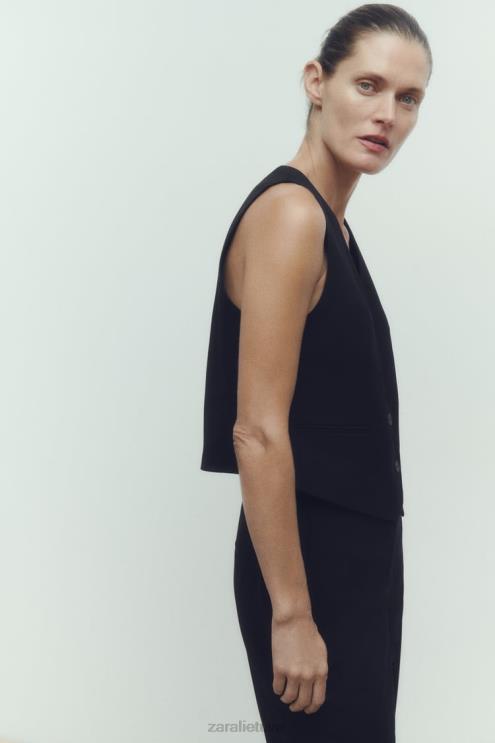 moterys Zara pasiūta liemenė juodas apranga 4N488145