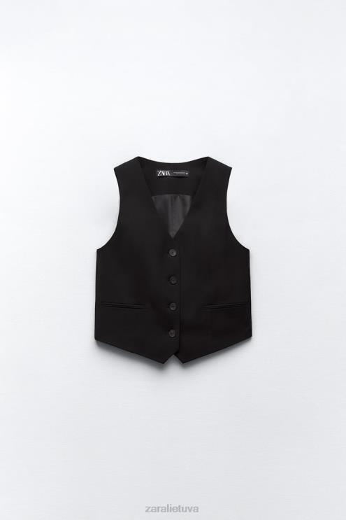moterys Zara pasiūta liemenė juodas apranga 4N488145
