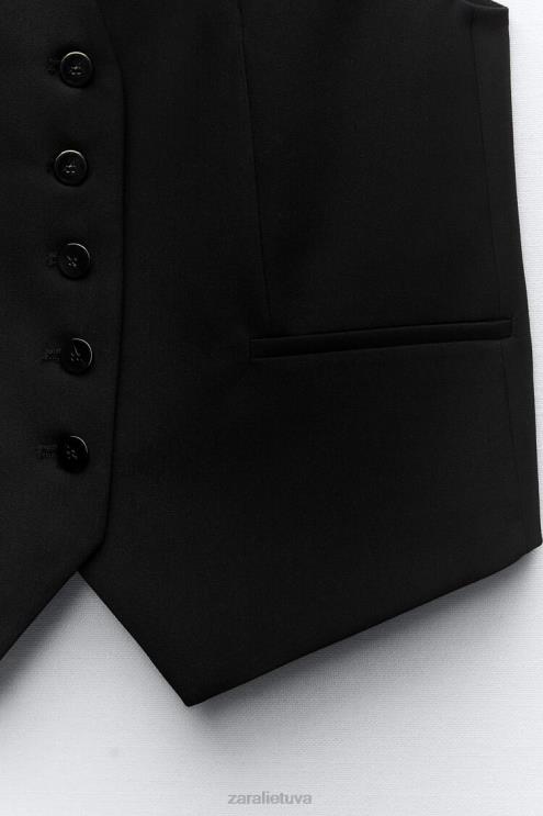 moterys Zara pasiūta liemenė juodas apranga 4N488158