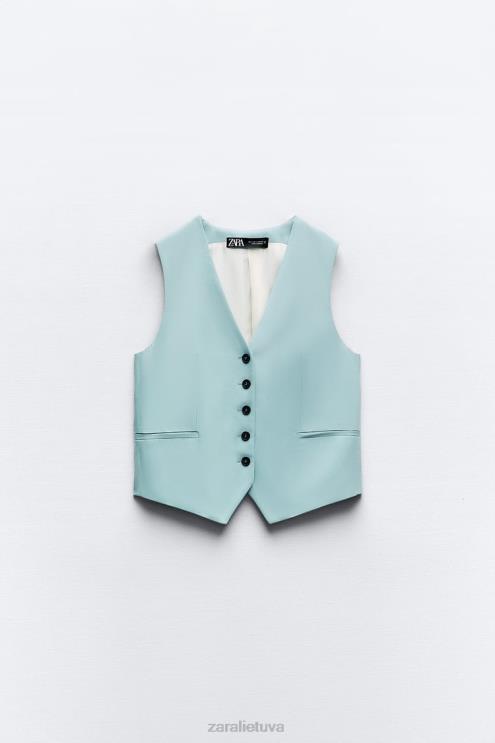 moterys Zara pasiūta liemenė mėlynas plienas apranga 4N488178