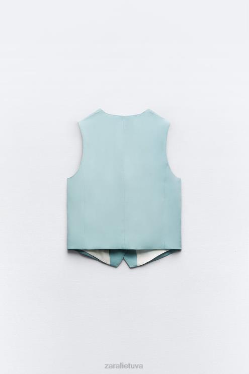 moterys Zara pasiūta liemenė mėlynas plienas apranga 4N488178