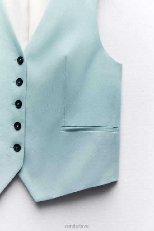 moterys Zara pasiūta liemenė mėlynas plienas apranga 4N488178