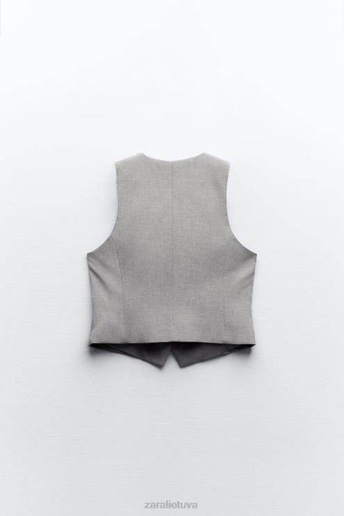 moterys Zara pasiūta liemenė pilka apranga 4N488139