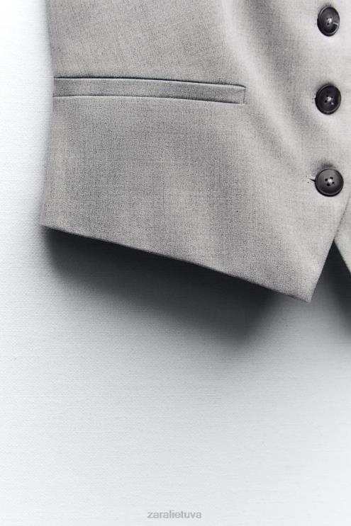 moterys Zara pasiūta liemenė pilka apranga 4N488139