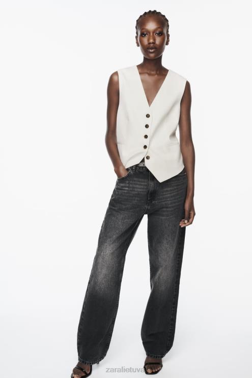 moterys Zara pasiūta liemenė šviesiai smėlio spalvos apranga 4N488157