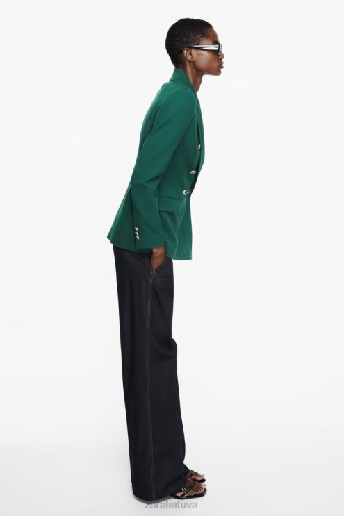 moterys Zara pasiūtas dvipusis švarkas žalias apranga 4N488152