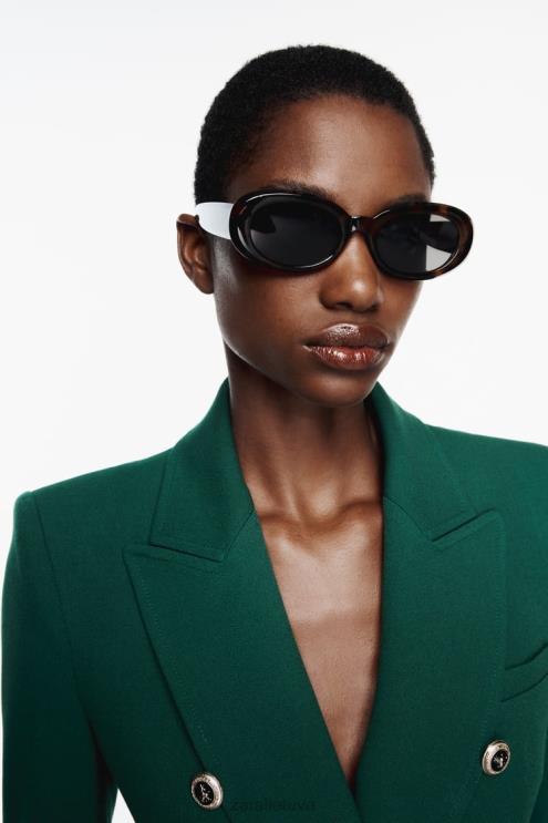 moterys Zara pasiūtas dvipusis švarkas žalias apranga 4N488152