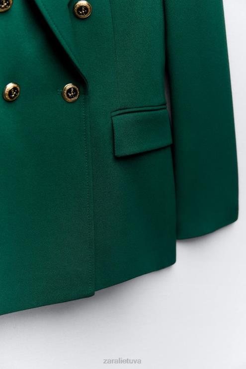 moterys Zara pasiūtas dvipusis švarkas žalias apranga 4N488152