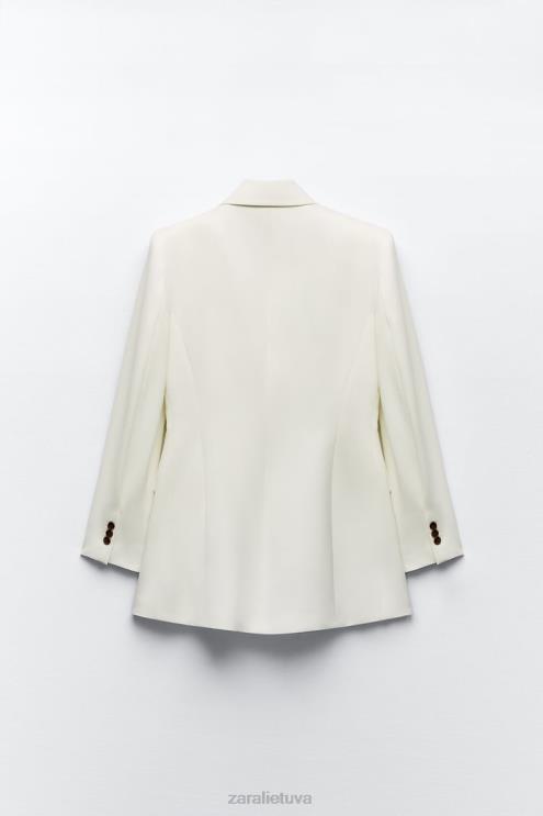 moterys Zara pasiūtas dvipusis švarkas ekru apranga 4N488171